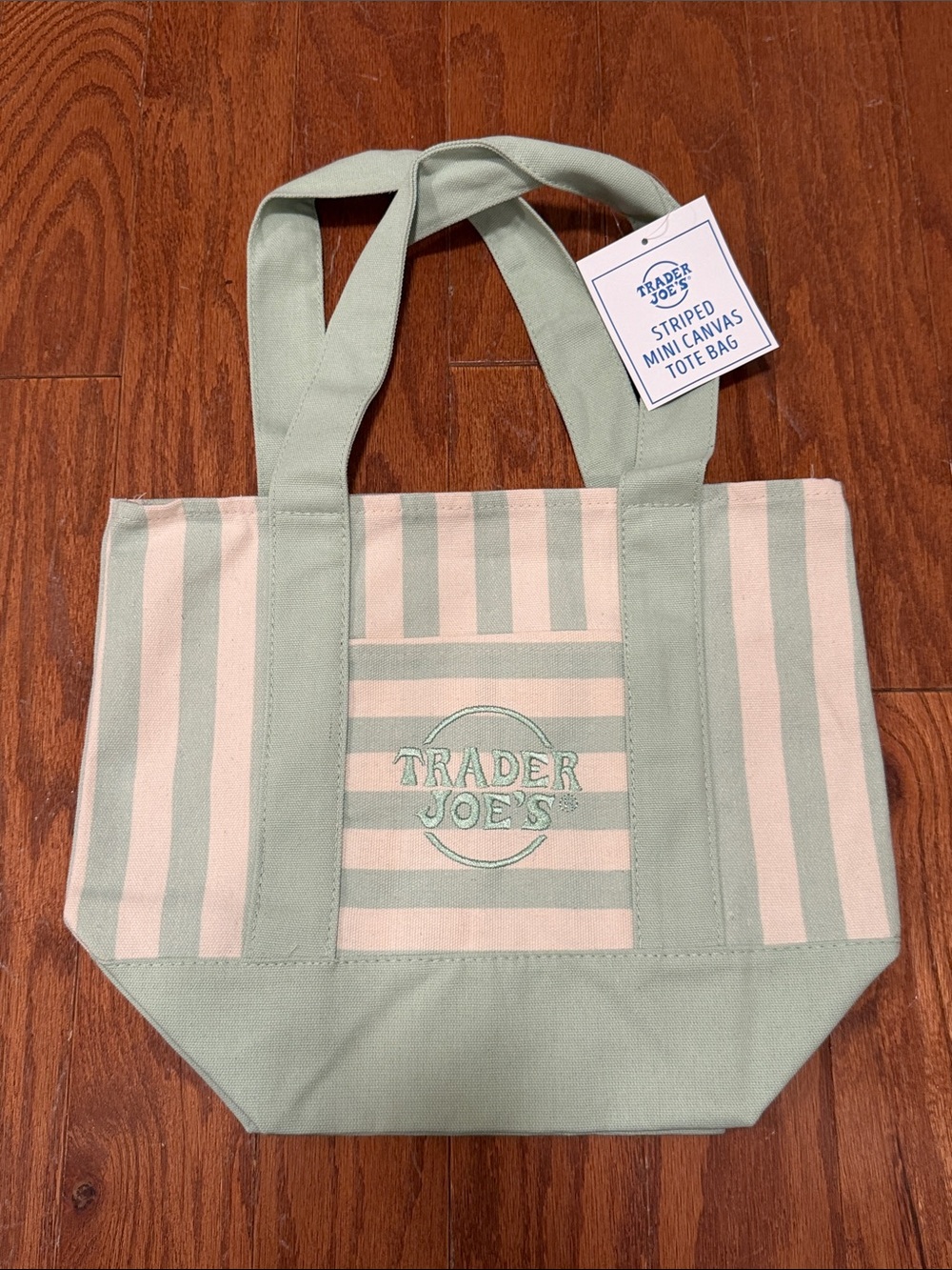 Trader Joe's Green Stripped Canvas Tote